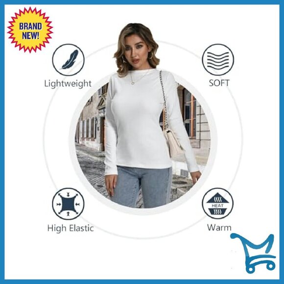 Women's Thermal Long Sleeve Crew Neck Base Layer Tops XL Fleece Lined - Picture 5 of 7